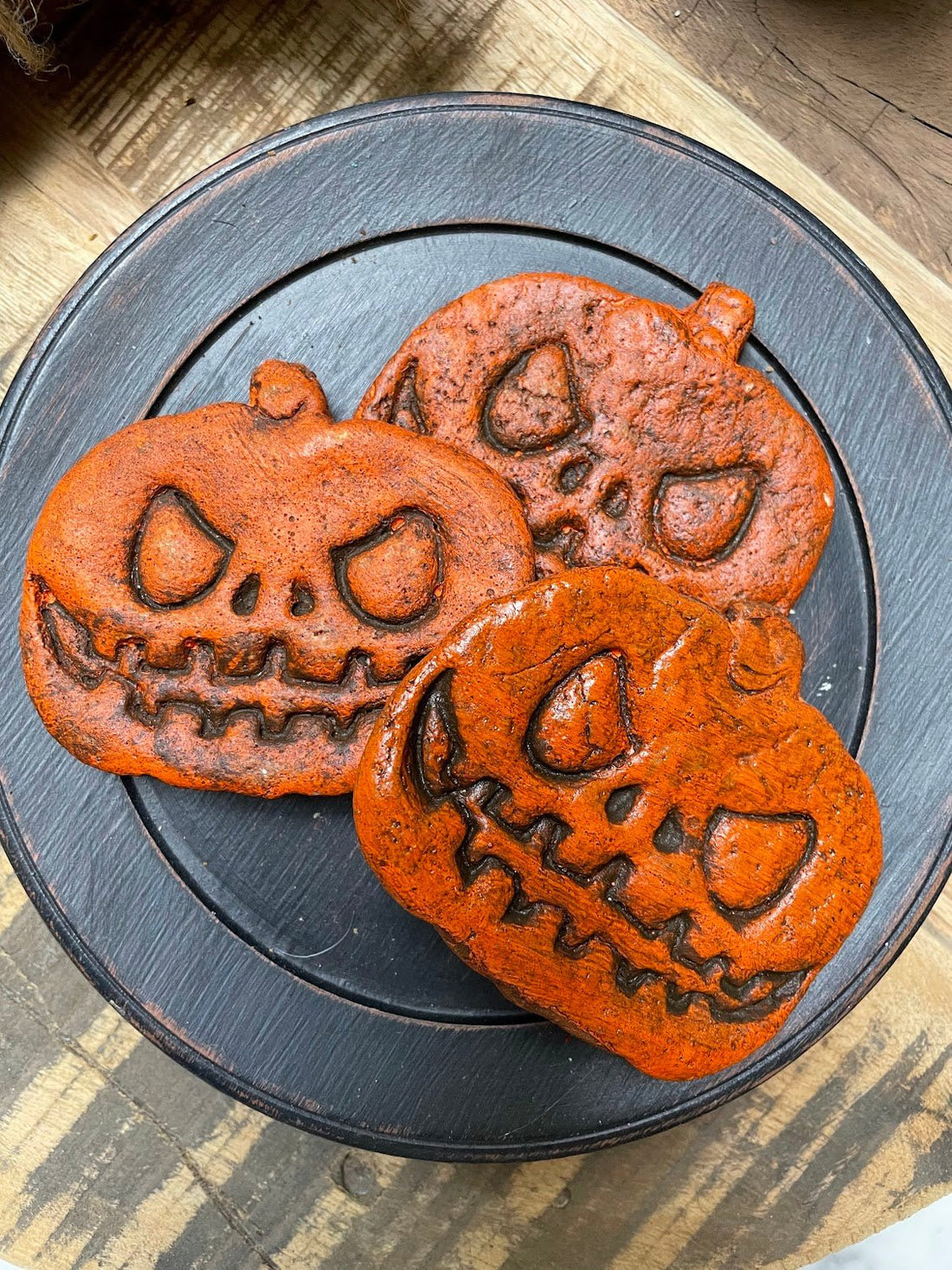 Primitive Halloween 3” Handmade Scary Jack O Lantern Cookie Bowl Fillers - The Primitive Pineapple Collection