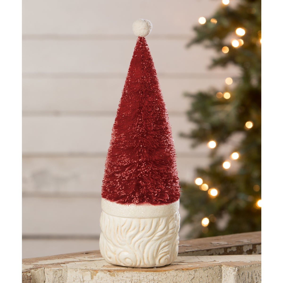 Bethany Lowe Christmas Bottle Brush Santa Red TL2364 - The Primitive Pineapple Collection