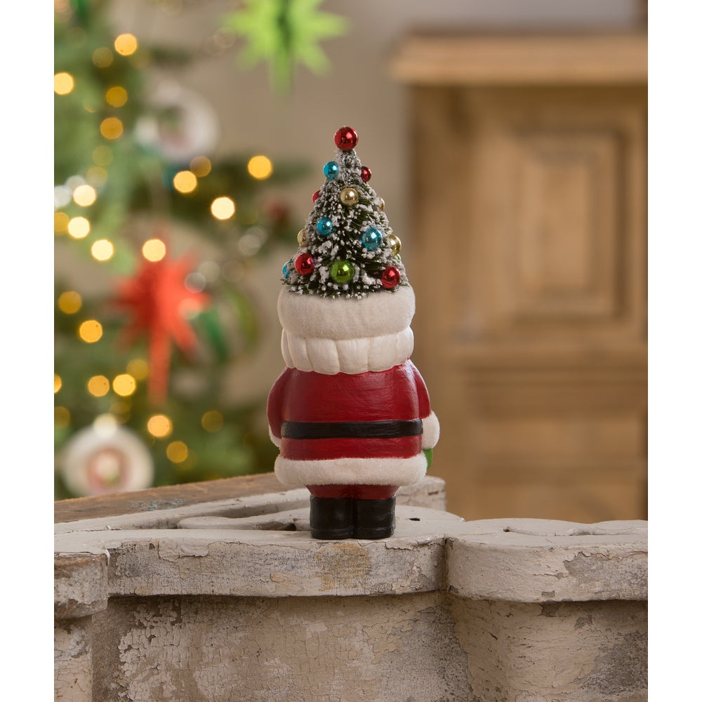 Bethany Lowe Christmas Retro Santa w/ Candy Cane Bottle Brush Tree Hat TL2370 - The Primitive Pineapple Collection