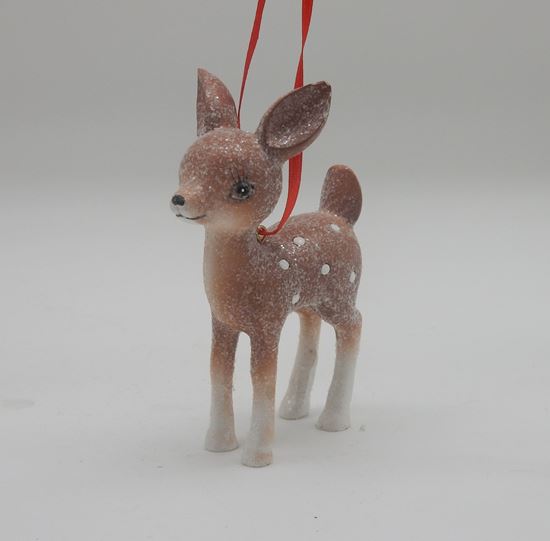 Christmas Retro Little Brown Spotted Deer Ornament 4&quot;