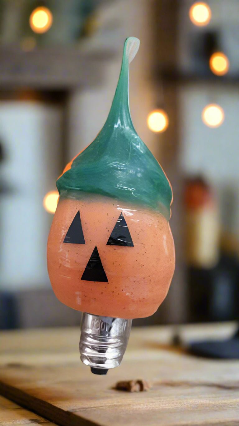 Primitive Handcrafted Halloween 3 Watt Pumpkin Face Bulb - The Primitive Pineapple Collection