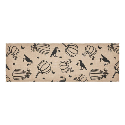 Primitive Fall Halloween Raven Harvest Burlap Jute Runner 12&quot; x 36&quot; - The Primitive Pineapple Collection