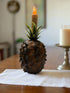 Primitive Colonial Grungy Cinnamon Scented Pineapple with 4" Cream Taper - The Primitive Pineapple Collection