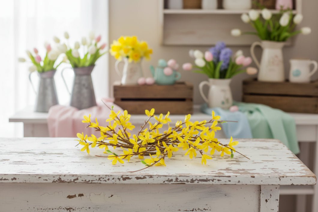 Farmhouse Spring 3.25" Forsythia Candle Ring - The Primitive Pineapple Collection