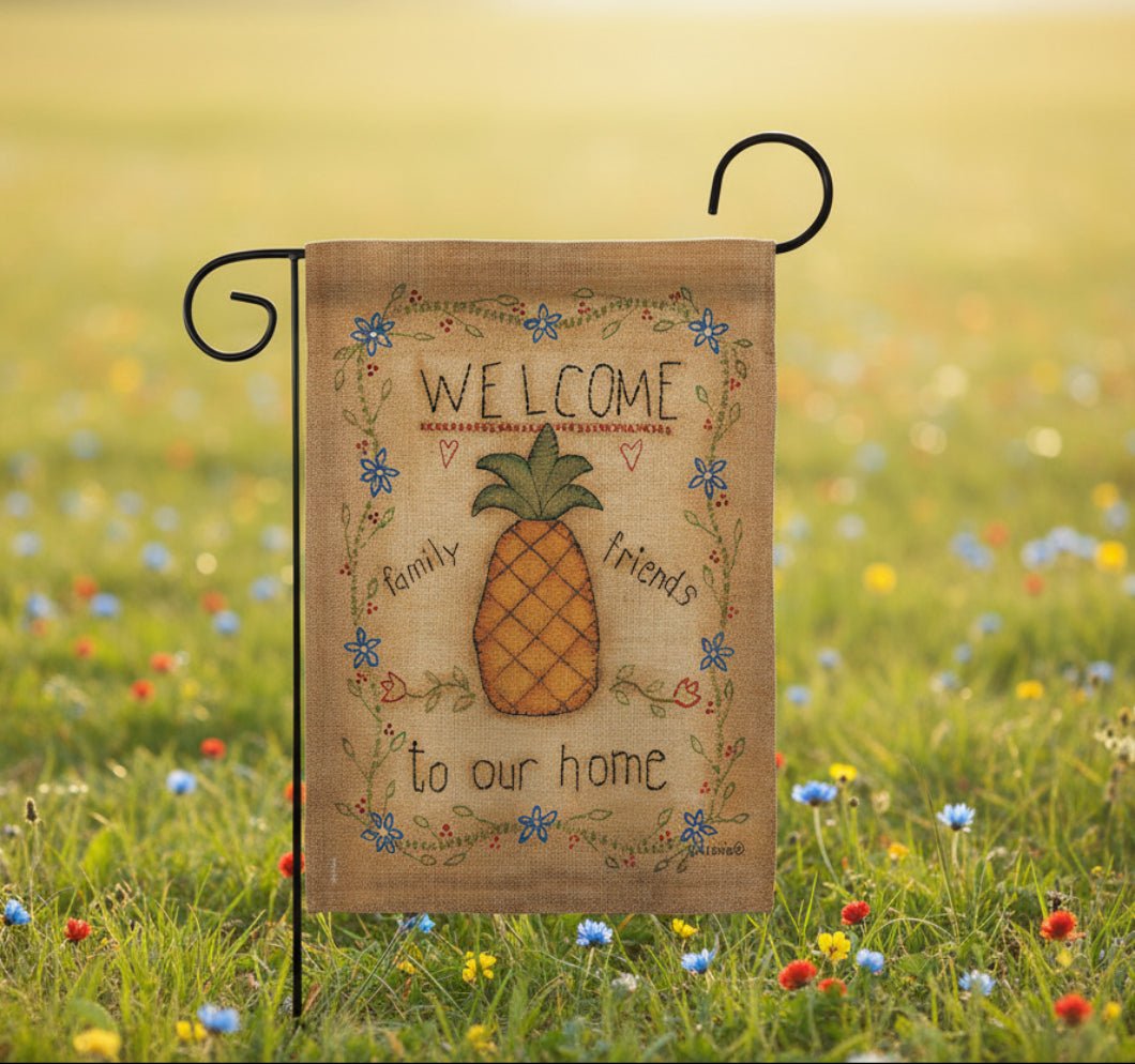 Welcome Sweet Pineapple Colonial Decor Flag - The Primitive Pineapple Collection