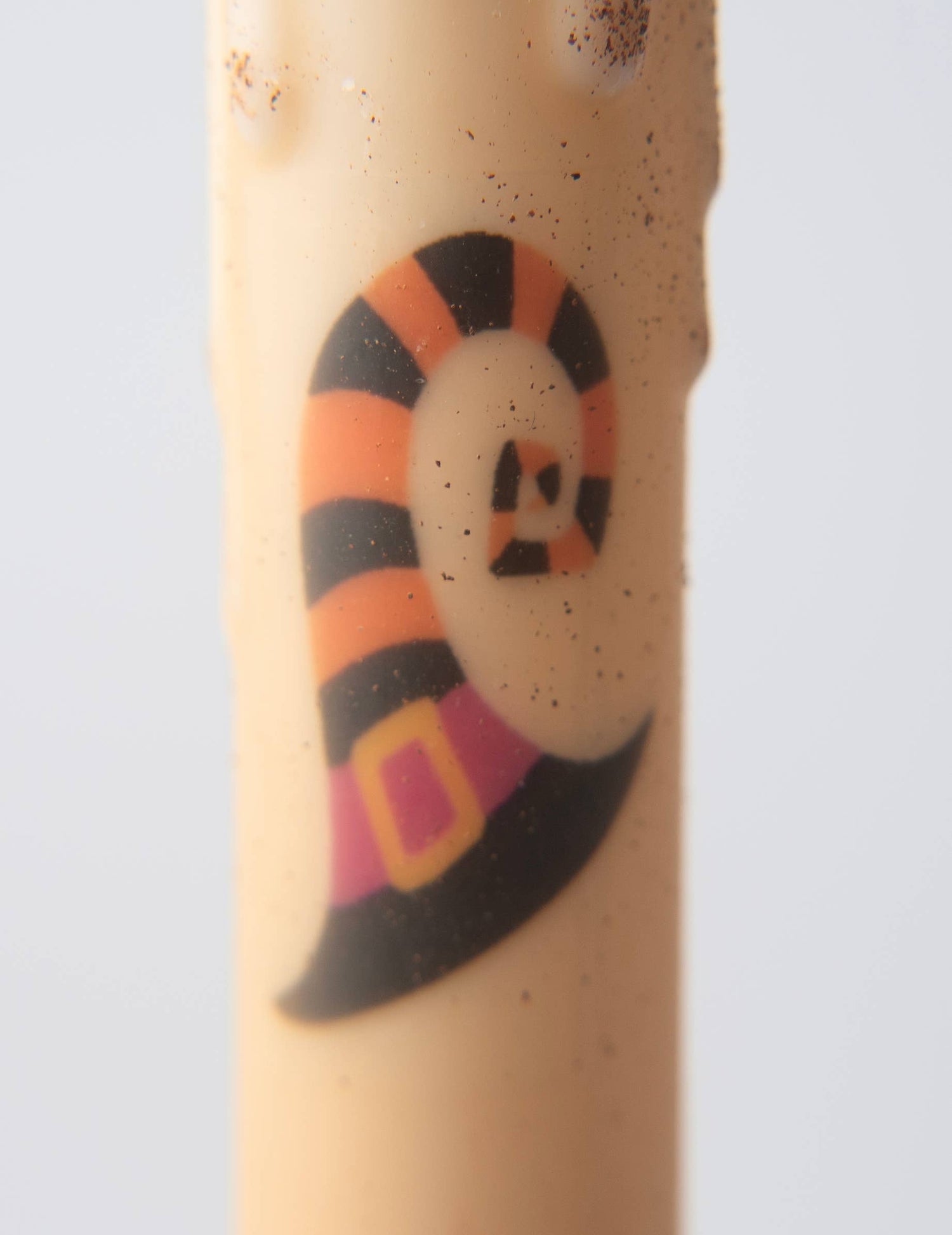 Primitive Handcrafted Black with Orange Stripe Witch Hat LED Timer Taper Candle - The Primitive Pineapple Collection