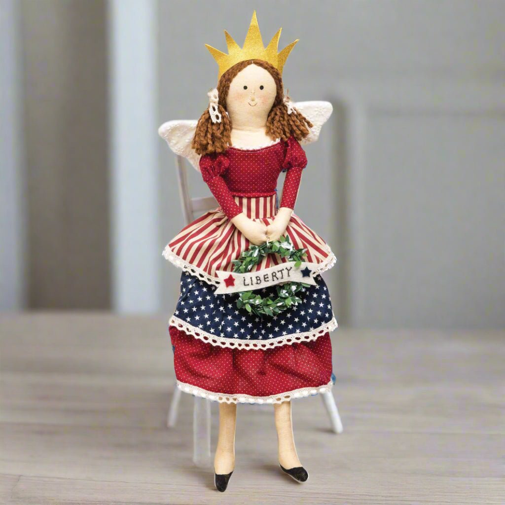 Primitive Folk Art Americana Patriotic Lady Liberty Angel 4th of July FGS75866 - The Primitive Pineapple Collection