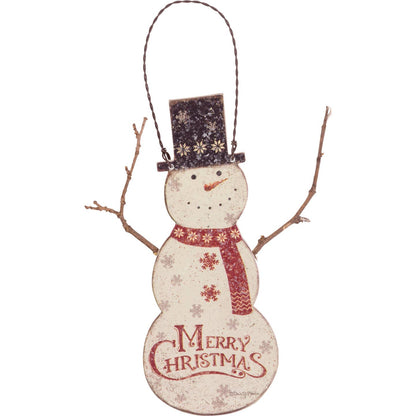 Primitive Christmas Merry Christmas Snowman Ornament - The Primitive Pineapple Collection