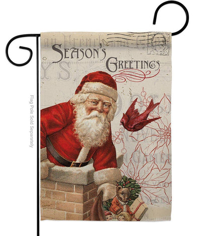 Christmas Antique Santa Season Greetings Decor Flag - The Primitive Pineapple Collection