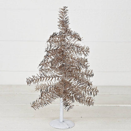 Primitive Christmas Retro Looking Snazzy Champagne Tinsel Tree 16&quot;