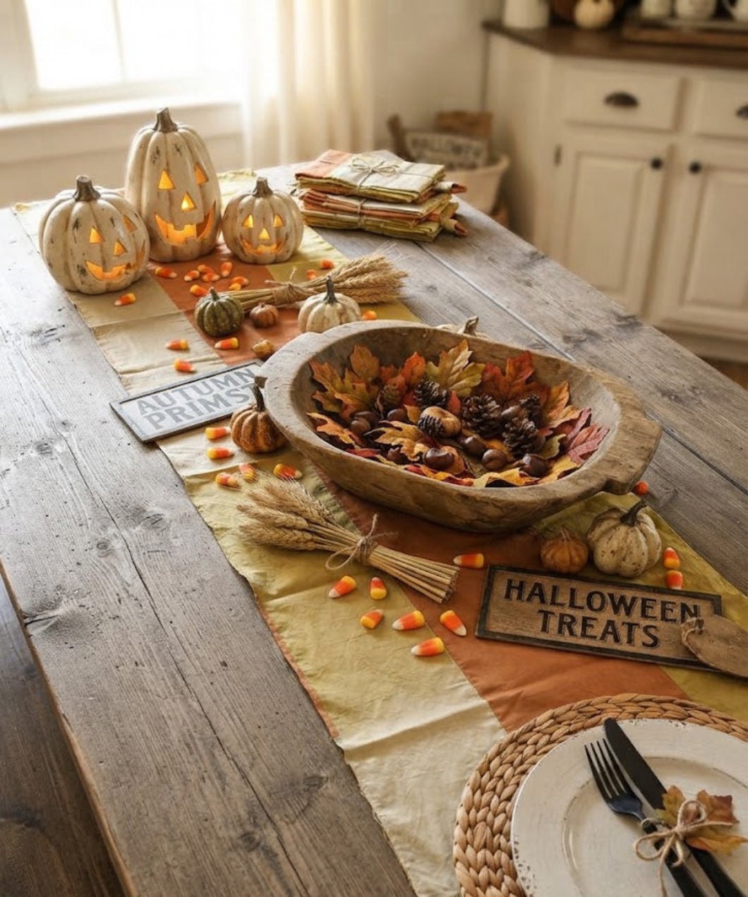 Primitive Fall Halloween 6 Ft Candy Corn Runner/ Banner - The Primitive Pineapple Collection