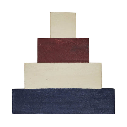Patriotic Wooden Block Stack – Home of the Free 8x8x1.25 - The Primitive Pineapple Collection