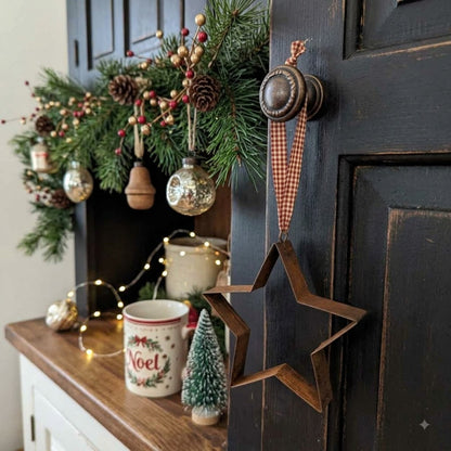 Primitive Colonial Hanging Metal Large Metal Star Cookie Cutter Ornament