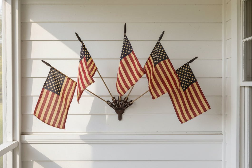 Colonial Patriotic Primitive Flag Wall Mount with Flags - The Primitive Pineapple Collection