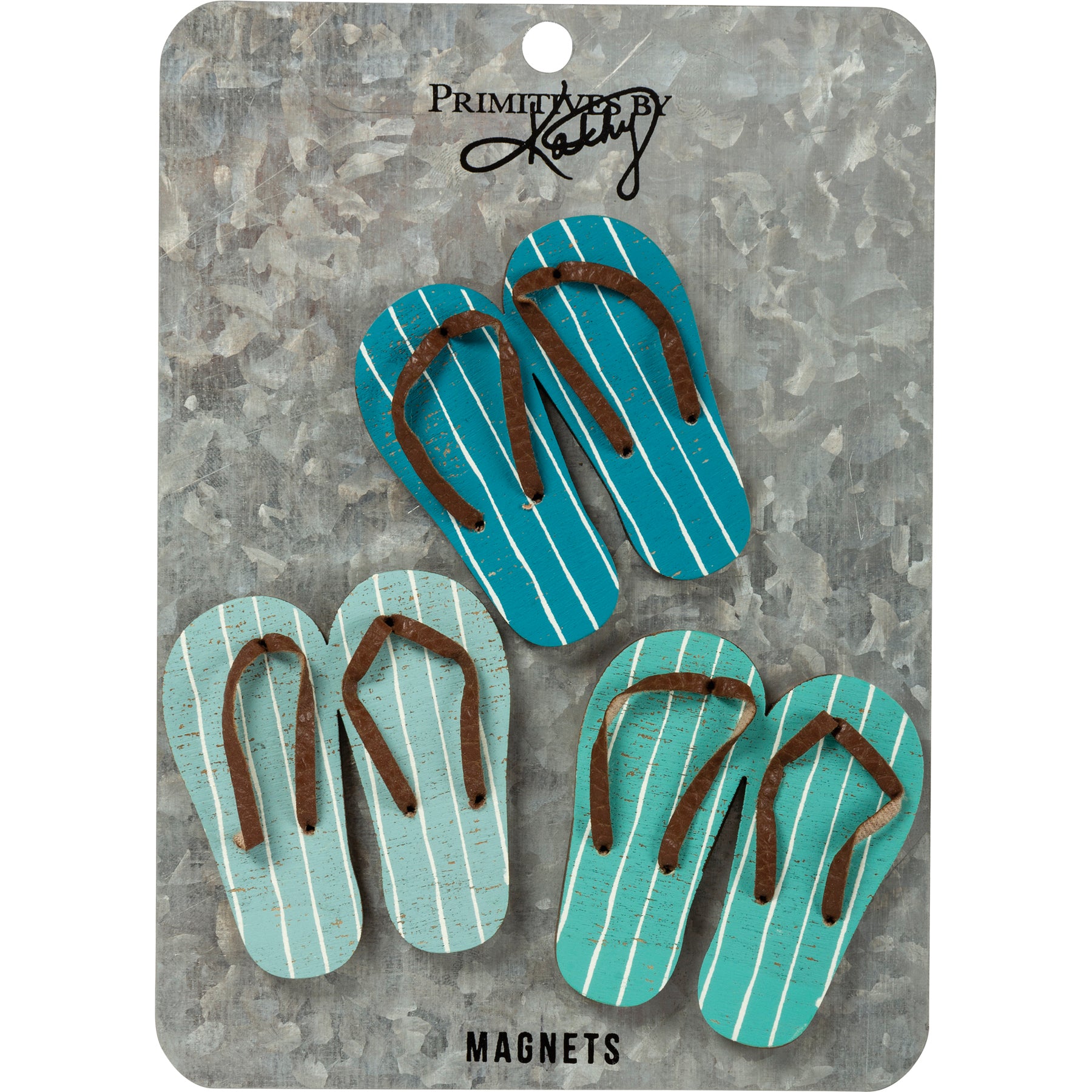 Summer Beach Cottage Wood Pastel Flip Flop Magnet Set