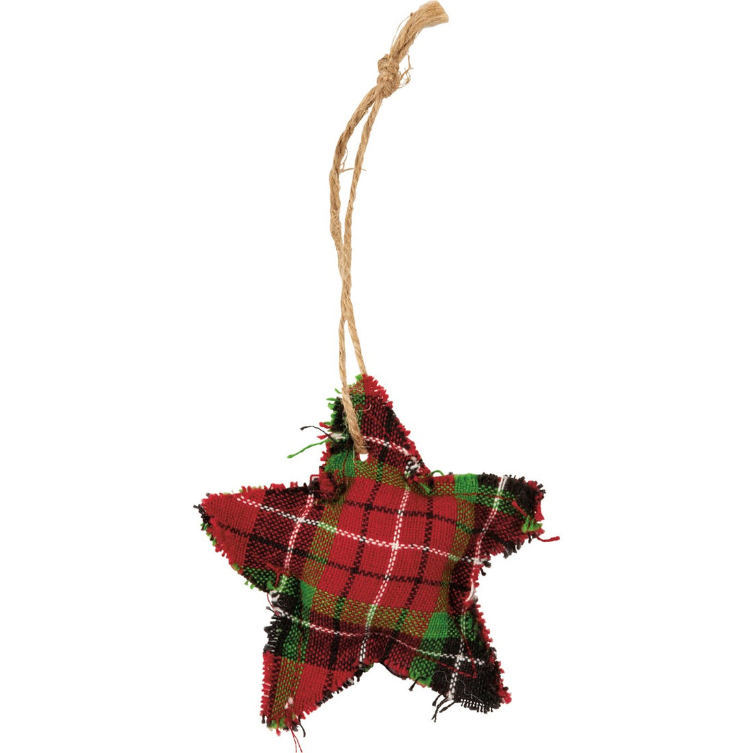 Primitive 2.5&quot; Rustic Plaid Fabric Star Ornaments 10 pc