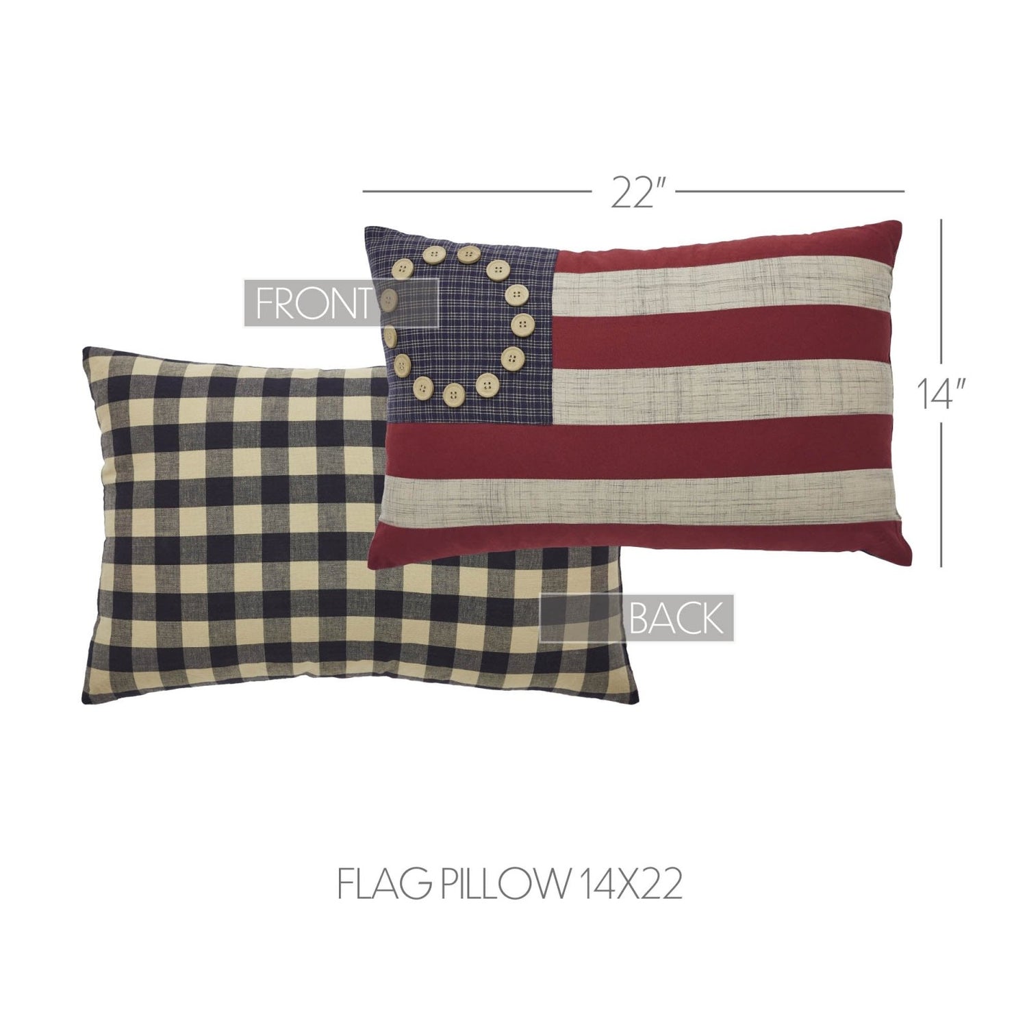 American Flag Pillow - Primitive Patriotic Decor 14x22 - The Primitive Pineapple Collection