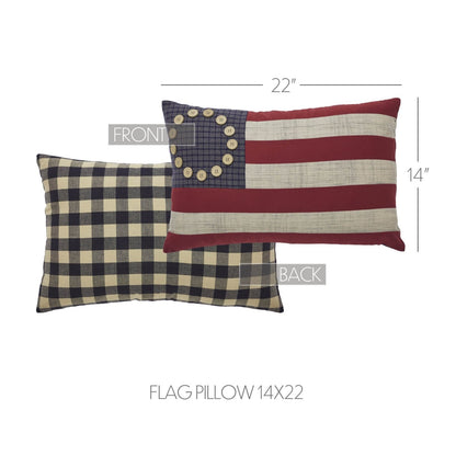 American Flag Pillow - Primitive Patriotic Decor 14x22 - The Primitive Pineapple Collection