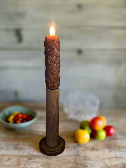 Primitive Moving Flame 10&quot;Candle On Chimney Bobbin w/ Remote Control