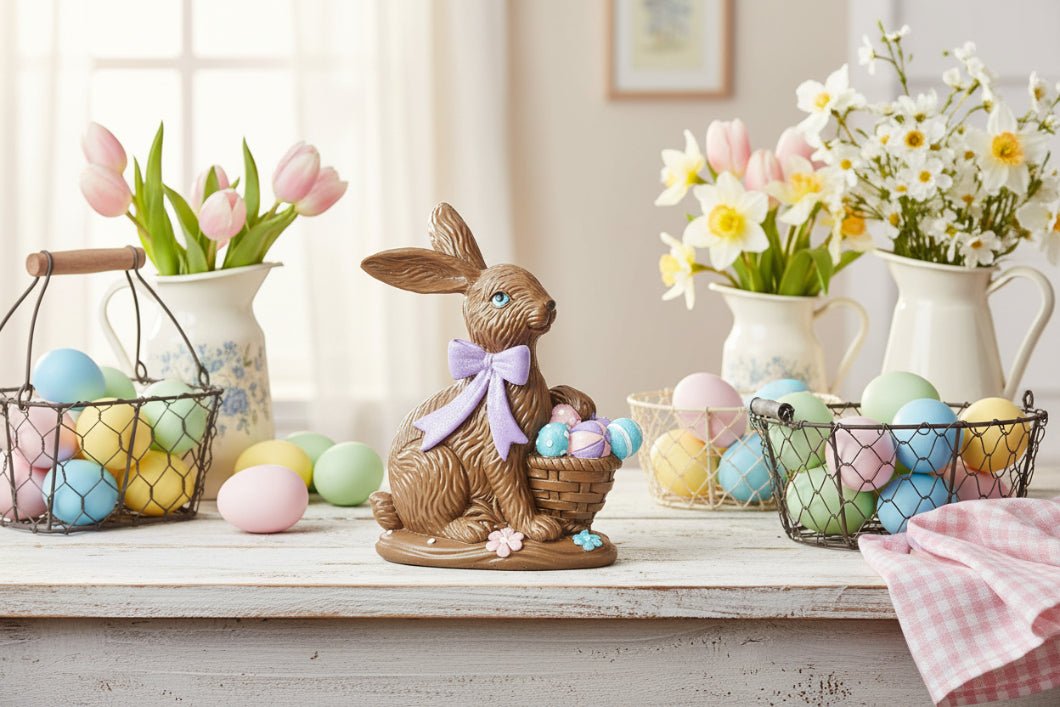 Farmhouse Spring Easter Faux Chocolate Bunny Figurine 2 Designs - The Primitive Pineapple Collection