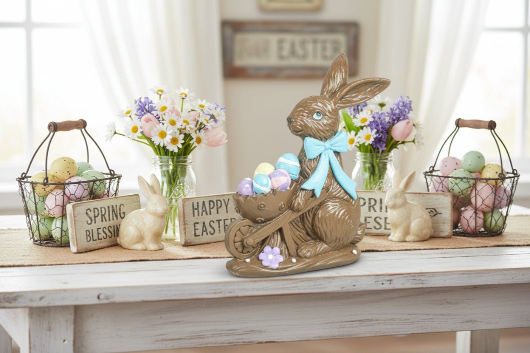 Farmhouse Spring Easter Faux Chocolate Bunny Figurine 2 Designs - The Primitive Pineapple Collection