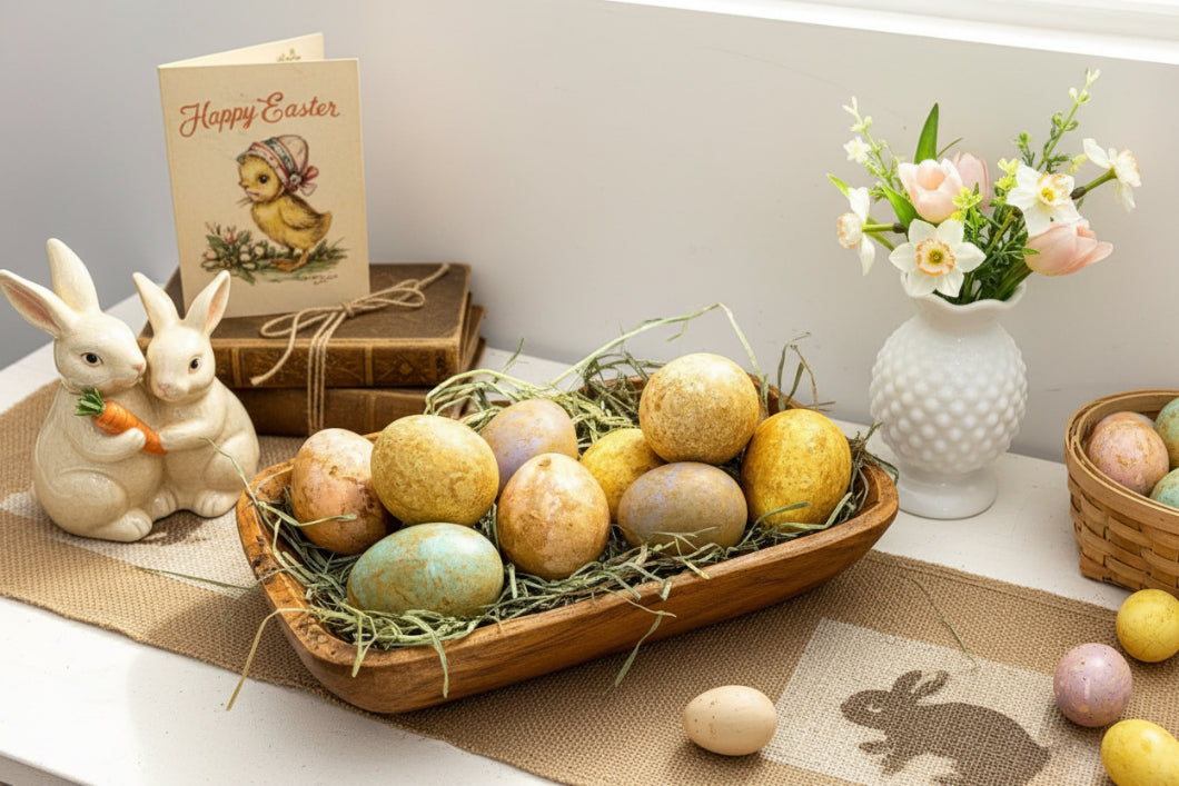 Primitive Spring Easter Life Size Wax Dipped Pastel Eggs in display carton 10pc - The Primitive Pineapple Collection