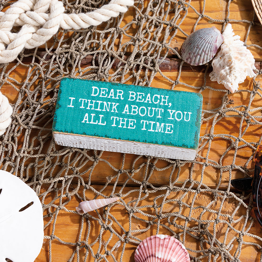 Farmhouse Cottage Dear Beach I Think About You Block Sign