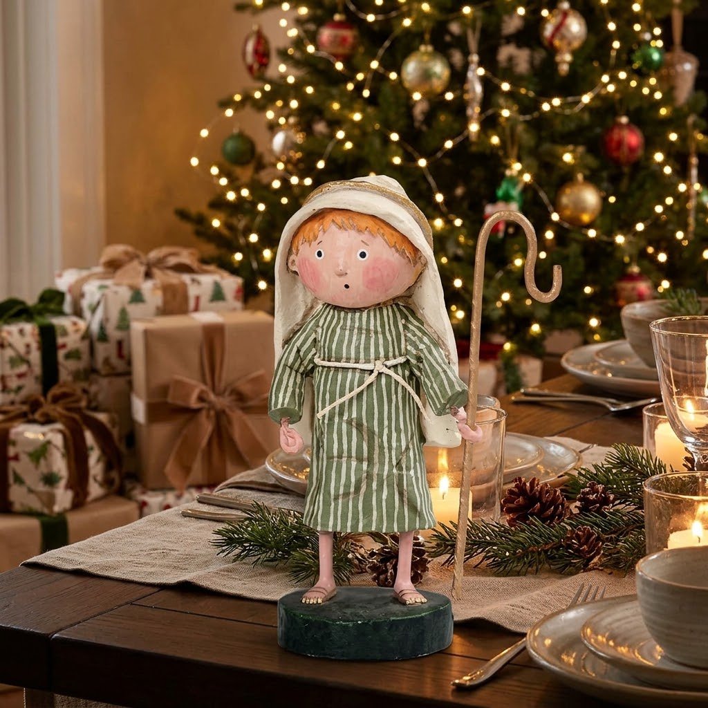 Lori Mitchell Little Shepherd Boy Christmas Figurine, 5" - The Primitive Pineapple Collection