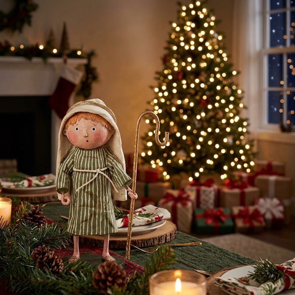 Lori Mitchell Little Shepherd Boy Christmas Figurine, 5" - The Primitive Pineapple Collection
