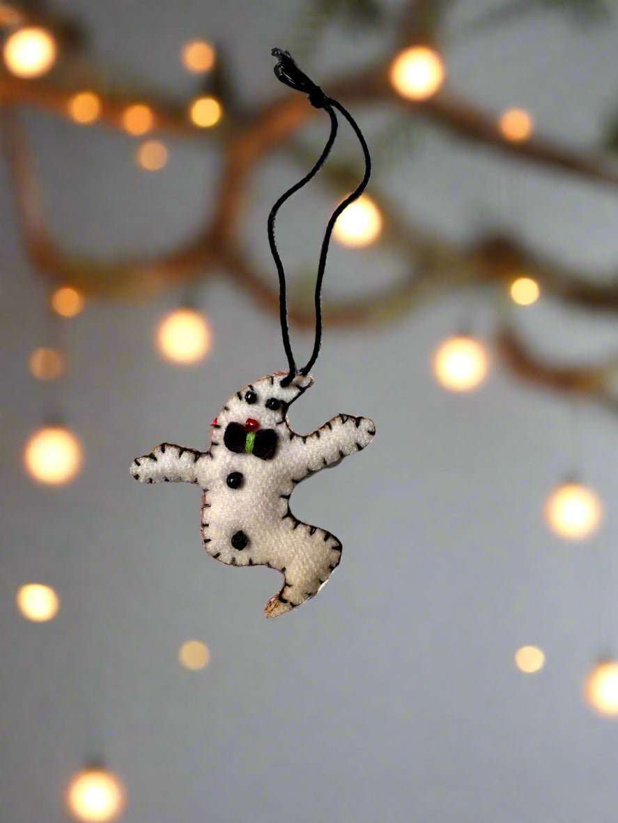 Primitive Handcrafted Halloween Felt 2” Ghost Ornament - The Primitive Pineapple Collection