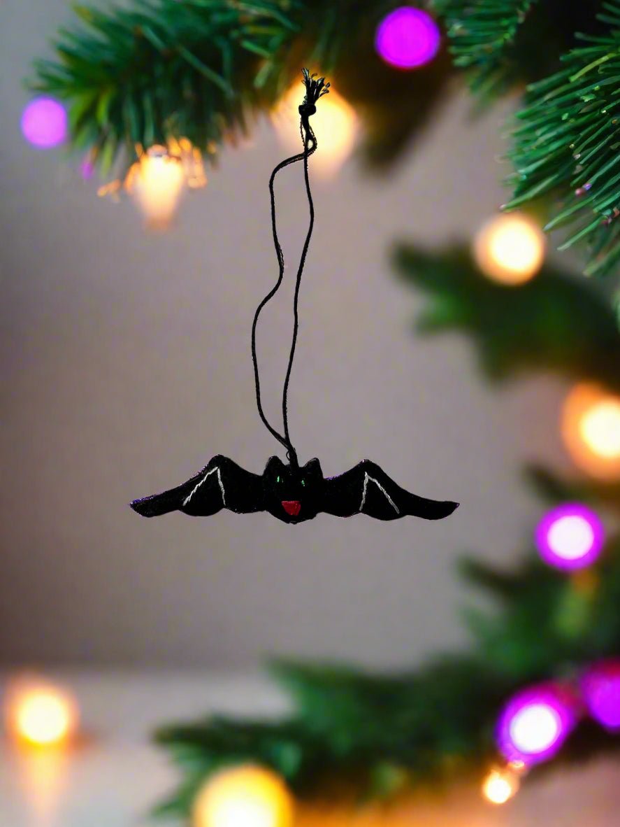 Primitive Handcrafted Halloween Felt 3” Black Bat Ornament - The Primitive Pineapple Collection