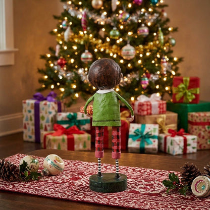 Lori Mitchell Gift Exchange Boy Christmas Figurine 6" - The Primitive Pineapple Collection