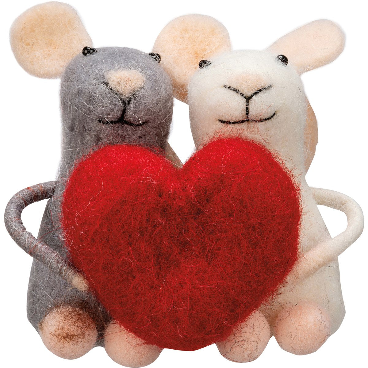 Primitive Felt Mouse Valentines Mouse Couple w/ Heart Ornament