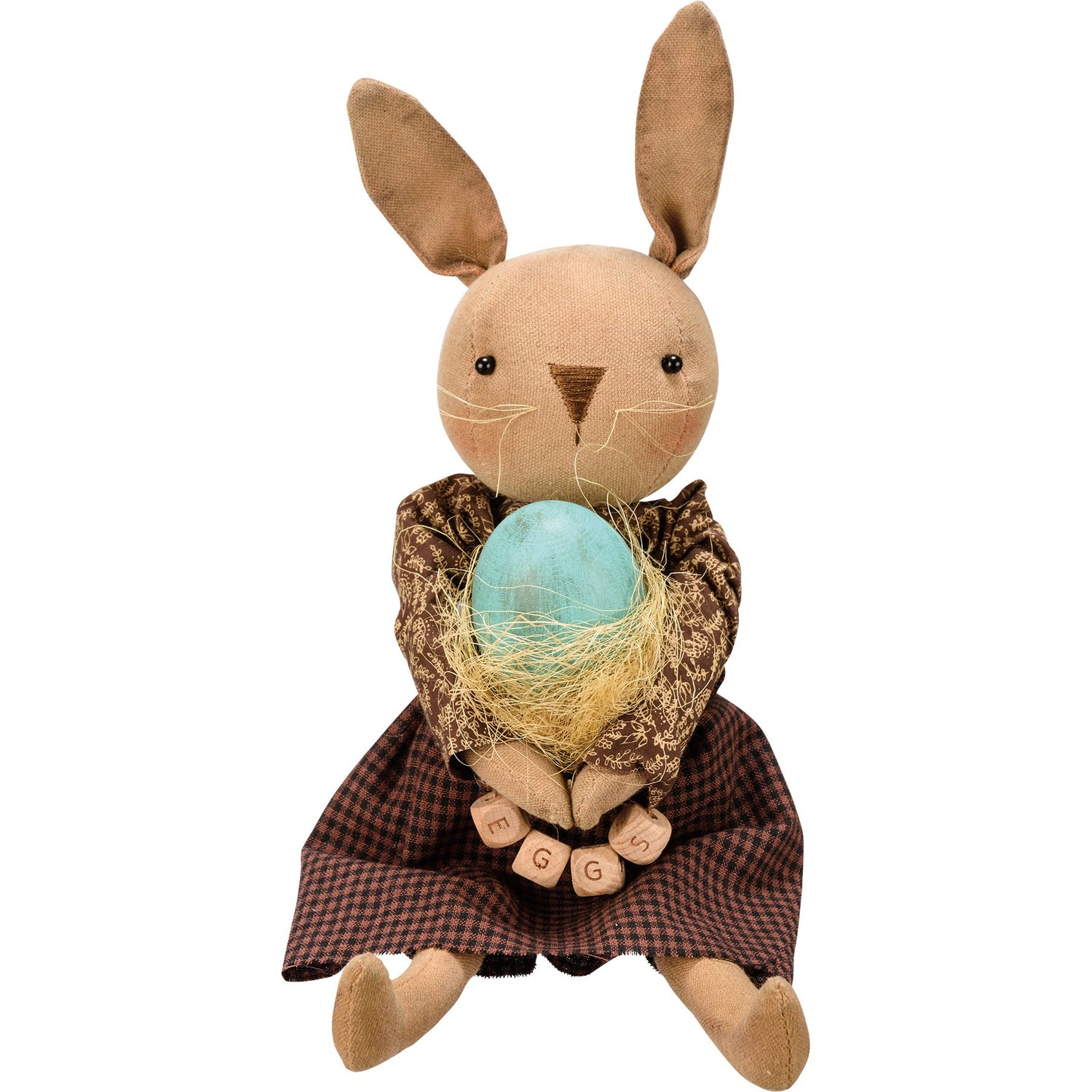 Primitive Spring Easter Bunny Girl Doll w/Egg 13&quot;