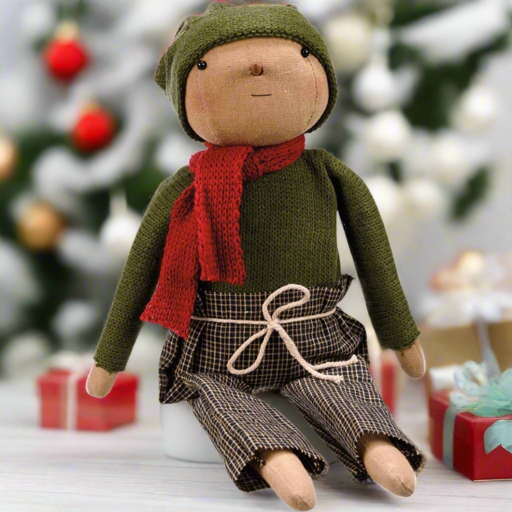 Primitive Country Christmas Frank Snowman Doll Plaid Pants - The Primitive Pineapple Collection