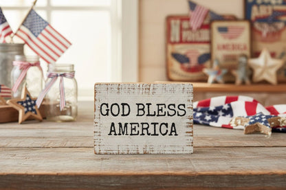 Primitive Americana God Bless America Block Sign - The Primitive Pineapple Collection