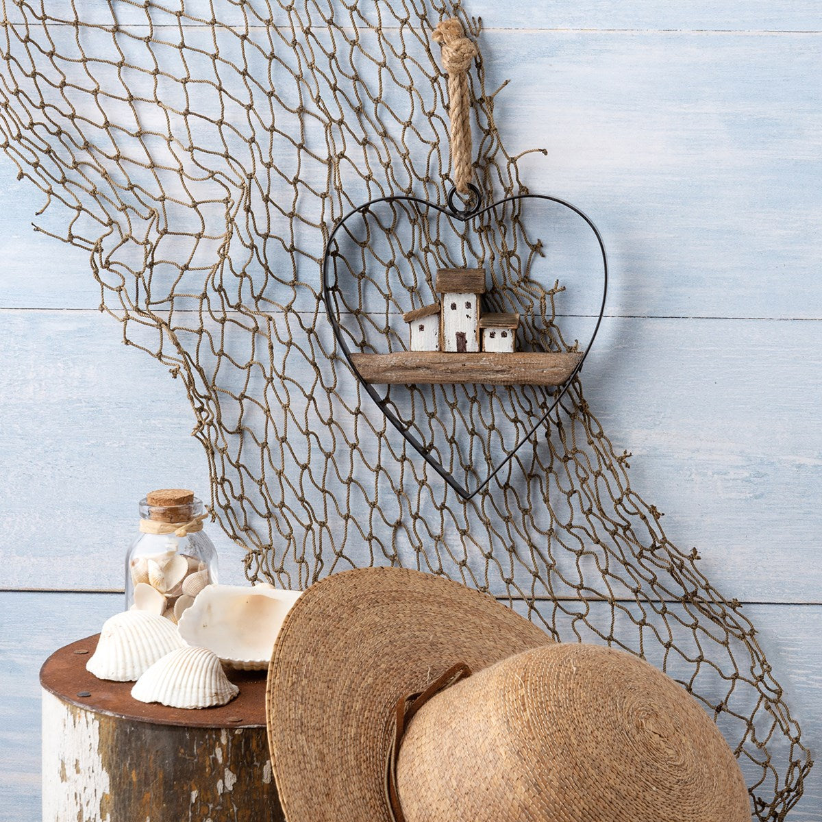 Rustic Summer Cottage Driftwood Beach Heart Ornament