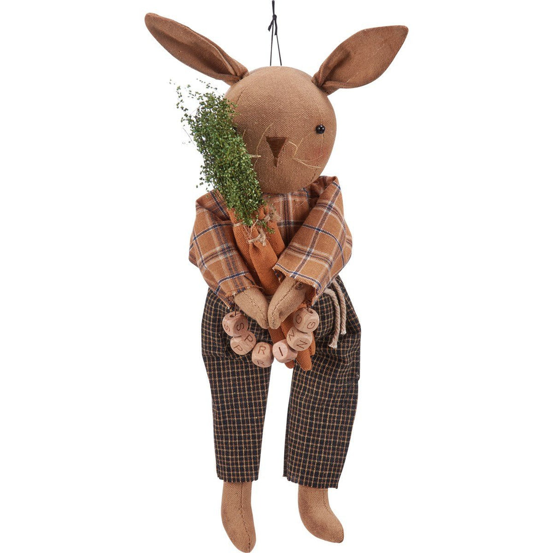 Primitive Spring Easter Bunny Doll w/ Carrot 13" - The Primitive Pineapple Collection