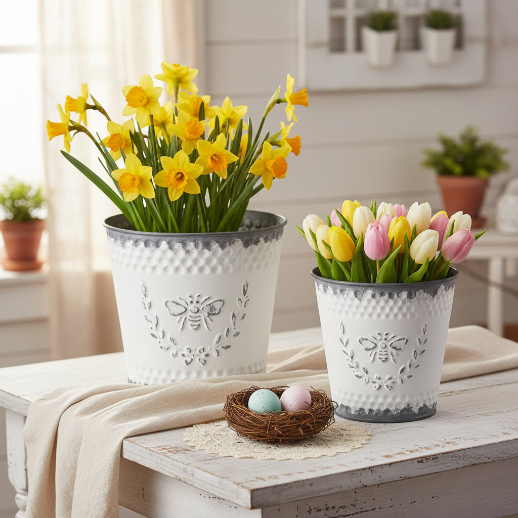 Primitive Spring Bee Bucket Set 2 pc - The Primitive Pineapple Collection