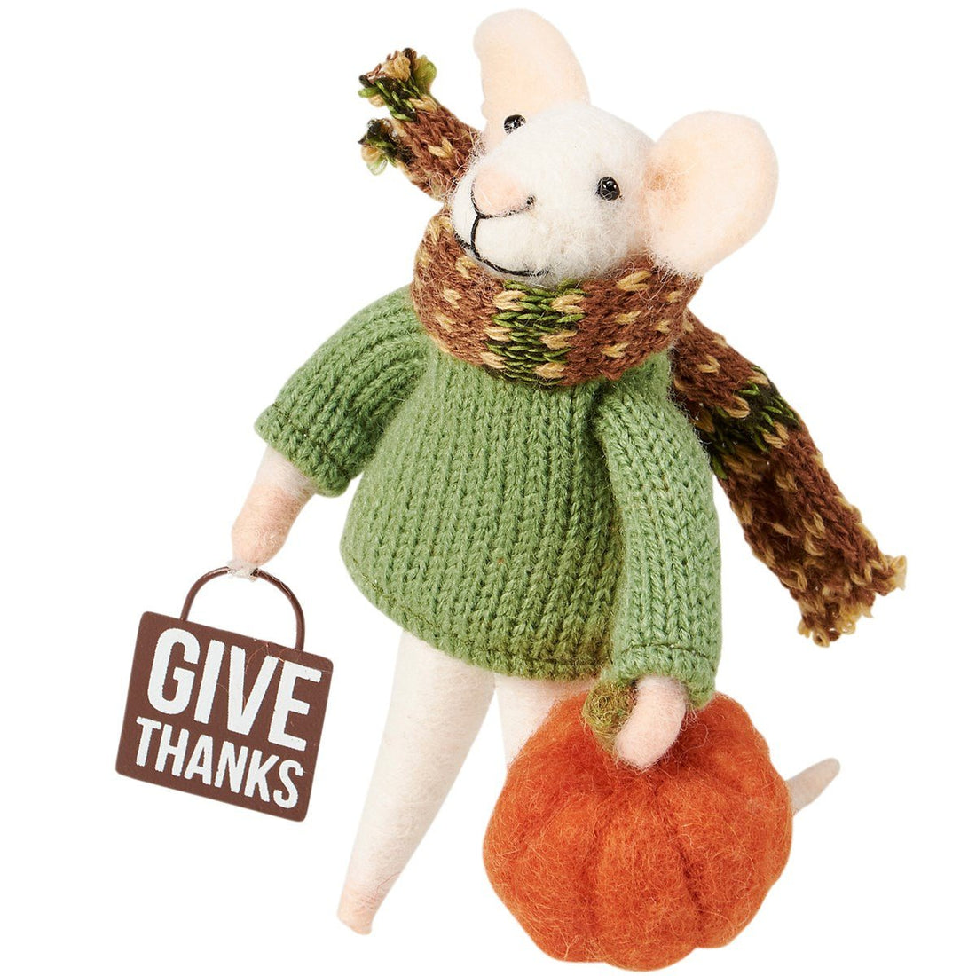 Primitive Country Felt Give Thanks Mouse Ornament - The Primitive Pineapple Collection
