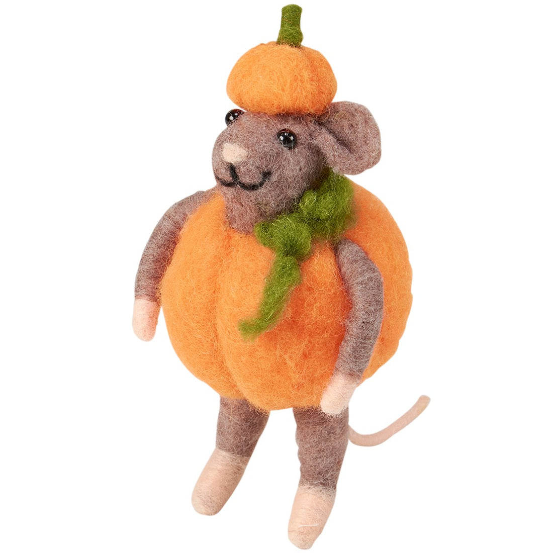 Primitive Country Halloween Felt Mouse Pumpkin Ornament