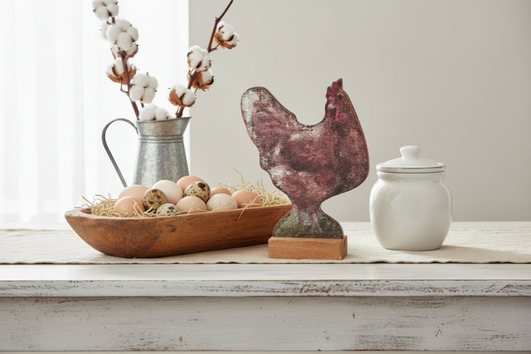 Primitive Farmhouse Wood Chicken Cut Out Shelf Sitter - The Primitive Pineapple Collection