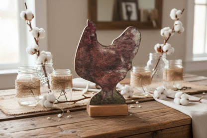 Primitive Farmhouse Wood Chicken Cut Out Shelf Sitter - The Primitive Pineapple Collection