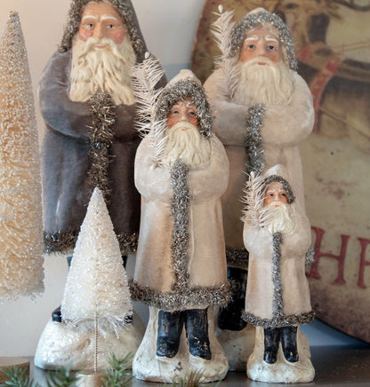 Primitive Christmas Ragon House 12&quot;Ivory Velvet German Belsnickle Santa Goose Feather - The Primitive Pineapple Collection