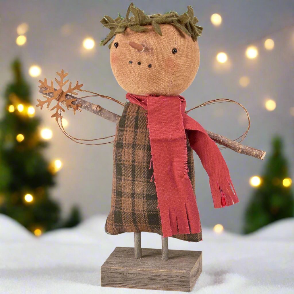 Primitive Country Christmas Angela Snowflake Snowman Doll - The Primitive Pineapple Collection