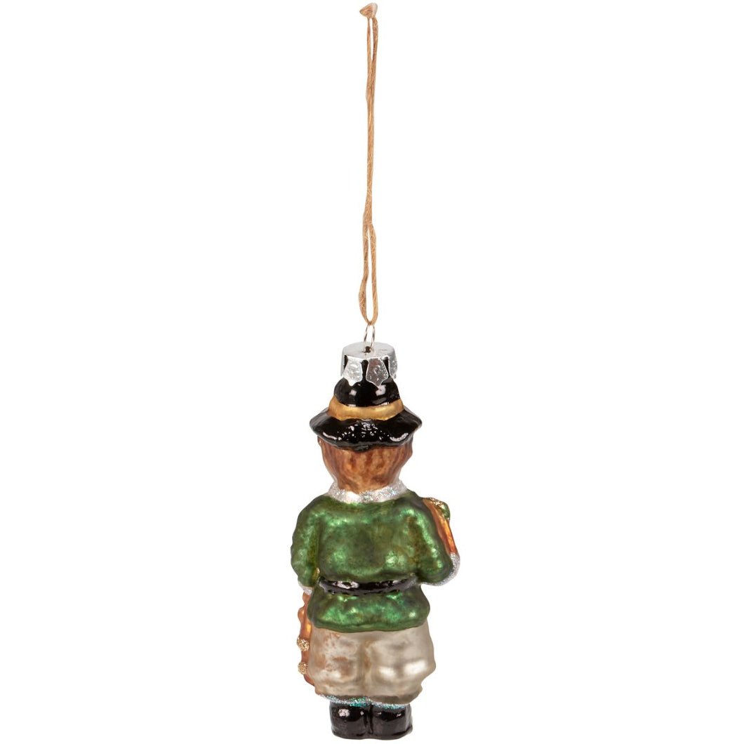 Primitive Fall Thanksgiving Glass Pilgrim Boy Ornament - The Primitive Pineapple Collection