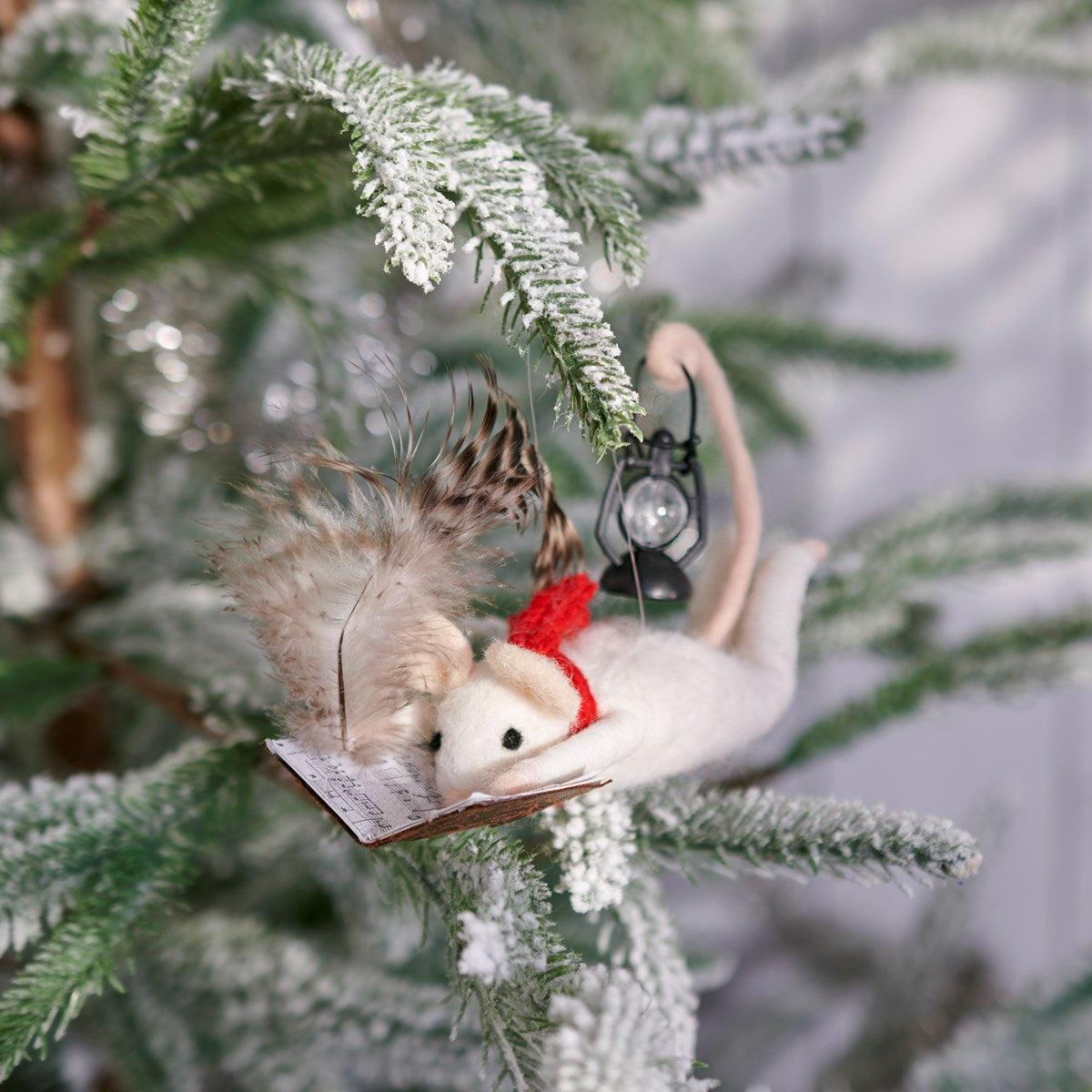 Primitive Christmas Felt Mouse Writing Christmas List Ornament