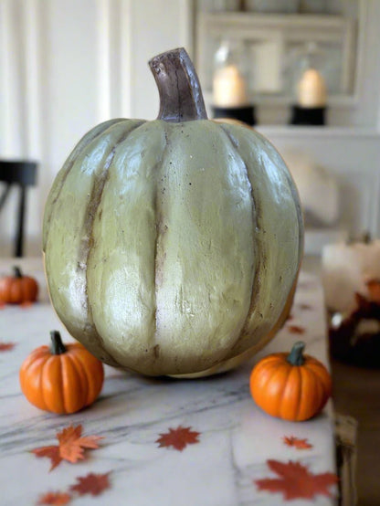 Halloween Ragon House Collectable 11” Olive Green Big Mouth Pumpkin DISCOUNTED - The Primitive Pineapple Collection