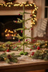 Primitive Retro 12" Vintage Christmas Tree w/ Silver/Red Ornaments - The Primitive Pineapple Collection