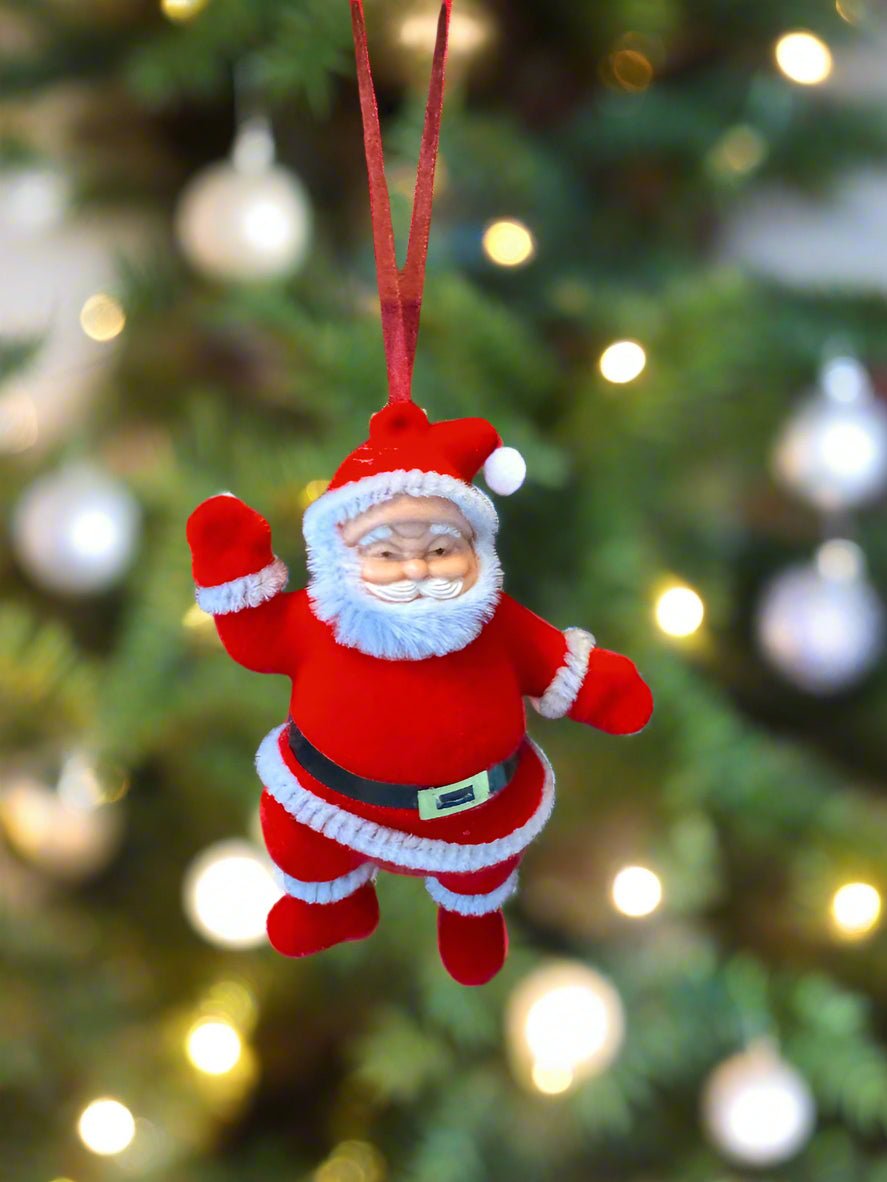 Christmas Vintage Look 4.5&quot; Classic Flocked Mini Santas Ornament - The Primitive Pineapple Collection